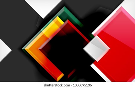 Colorful square and rectangle blocks background, vector geometric abstract design