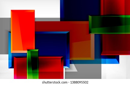 Colorful square and rectangle blocks background, vector geometric abstract design