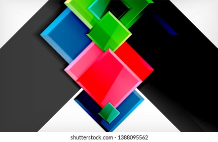 Colorful square and rectangle blocks background, vector geometric abstract design