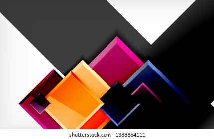 Colorful square and rectangle blocks background, vector geometric abstract design