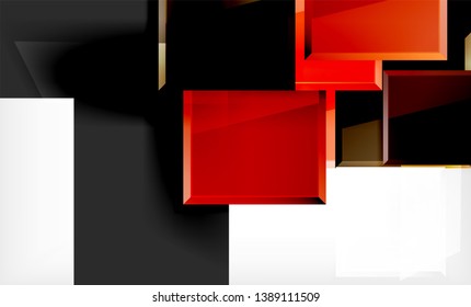 Colorful square and rectangle blocks background, vector geometric abstract design