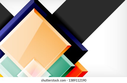 Colorful square and rectangle blocks background, vector geometric abstract design