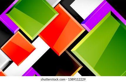 Colorful square and rectangle blocks background, vector geometric abstract design