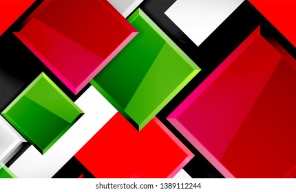 Colorful square and rectangle blocks background, vector geometric abstract design