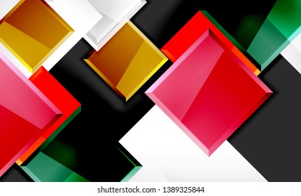 Colorful square and rectangle blocks background, vector geometric abstract design