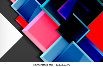 Colorful square and rectangle blocks background, vector geometric abstract design