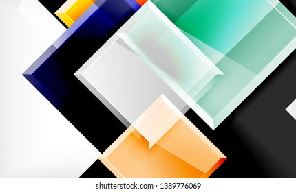 Colorful square and rectangle blocks background, vector geometric abstract design