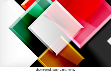 Colorful square and rectangle blocks background, vector geometric abstract design