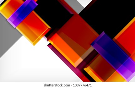 Colorful square and rectangle blocks background, vector geometric abstract design
