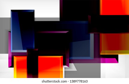 Colorful square and rectangle blocks background, vector geometric abstract design