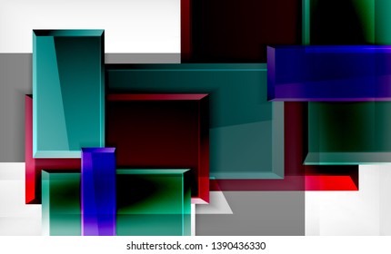 Colorful square and rectangle blocks background, vector geometric abstract design