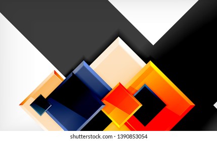 Colorful square and rectangle blocks background, vector geometric abstract design