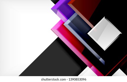 Colorful square and rectangle blocks background, vector geometric abstract design