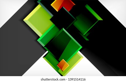 Colorful square and rectangle blocks background, vector geometric abstract design