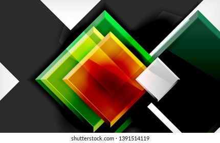 Colorful square and rectangle blocks background, vector geometric abstract design