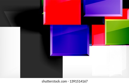 Colorful square and rectangle blocks background, vector geometric abstract design