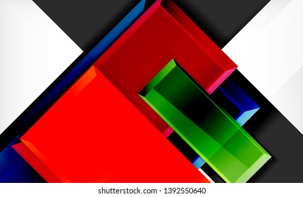 Colorful square and rectangle blocks background, vector geometric abstract design