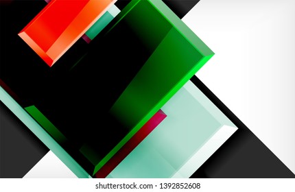 Colorful square and rectangle blocks background, vector geometric abstract design