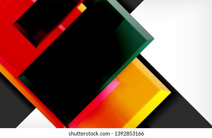 Colorful square and rectangle blocks background, vector geometric abstract design