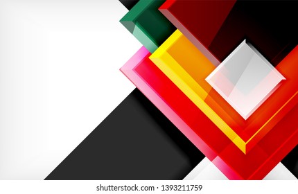 Colorful square and rectangle blocks background, vector geometric abstract design