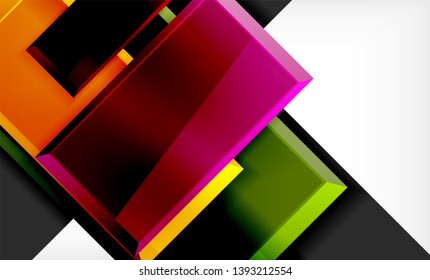 Farbige Quadrat- und Rechteck-Blöcke, Hintergrund, geometrisches abstraktes Vektordesign
