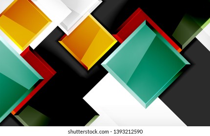 Colorful square and rectangle blocks background, vector geometric abstract design