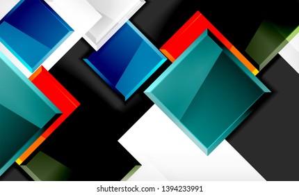 Colorful square and rectangle blocks background, vector geometric abstract design