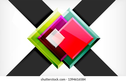 Colorful square and rectangle blocks background, vector geometric abstract design