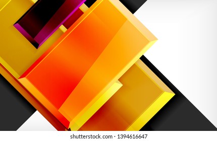 Colorful square and rectangle blocks background, vector geometric abstract design