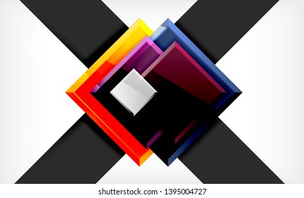 Colorful square and rectangle blocks background, vector geometric abstract design