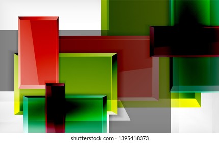 Colorful square and rectangle blocks background, vector geometric abstract design