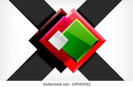 Colorful square and rectangle blocks background, vector geometric abstract design