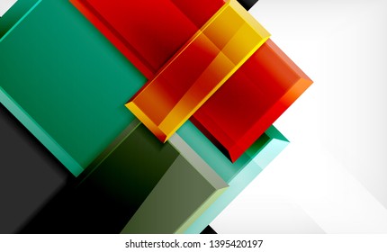 Colorful square and rectangle blocks background, vector geometric abstract design