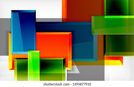 Colorful square and rectangle blocks background, vector geometric abstract design