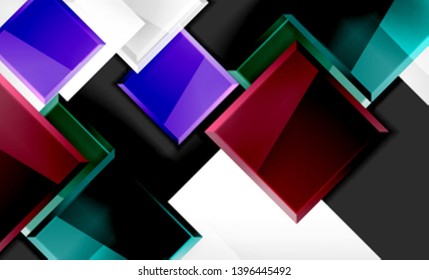 Colorful square and rectangle blocks background, vector geometric abstract design