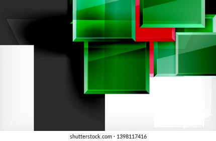 Colorful square and rectangle blocks background, vector geometric abstract design