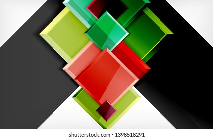 Colorful square and rectangle blocks background, vector geometric abstract design
