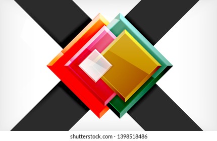Colorful square and rectangle blocks background, vector geometric abstract design