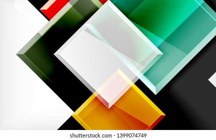 Colorful square and rectangle blocks background, vector geometric abstract design