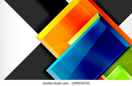 Colorful square and rectangle blocks background, vector geometric abstract design