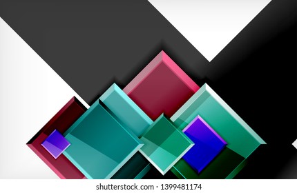 Colorful square and rectangle blocks background, vector geometric abstract design