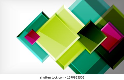 Colorful square and rectangle blocks background, vector geometric abstract design