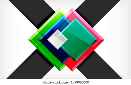 Colorful square and rectangle blocks background, vector geometric abstract design