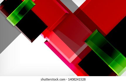 Colorful square and rectangle blocks background, vector geometric abstract design