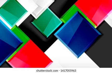 Colorful square and rectangle blocks background, vector geometric abstract design