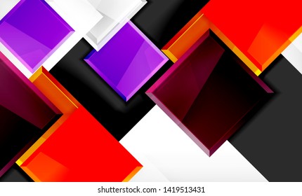Colorful square and rectangle blocks background, vector geometric abstract design