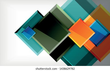 Colorful square and rectangle blocks background, vector geometric abstract design
