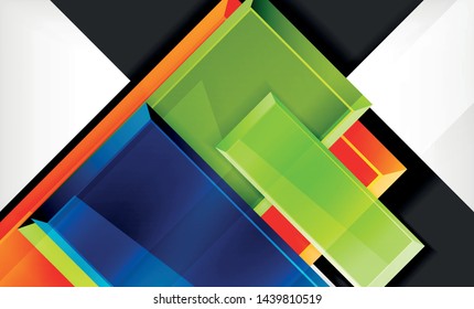 Colorful square and rectangle blocks background, vector geometric abstract design