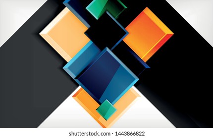 Colorful square and rectangle blocks background, vector geometric abstract design