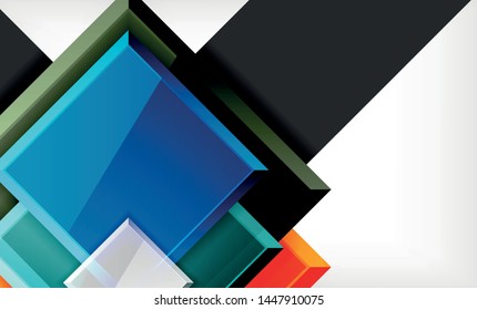 Colorful square and rectangle blocks background, vector geometric abstract design